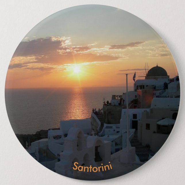 Badge Rond 15,2 Cm Bouton rond du coucher de soleil de Santorin (Devant)