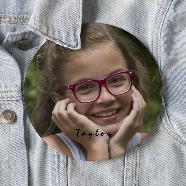 Badge Rond 15,2 Cm Bouton rond Nom photo personnalisé (En situation)