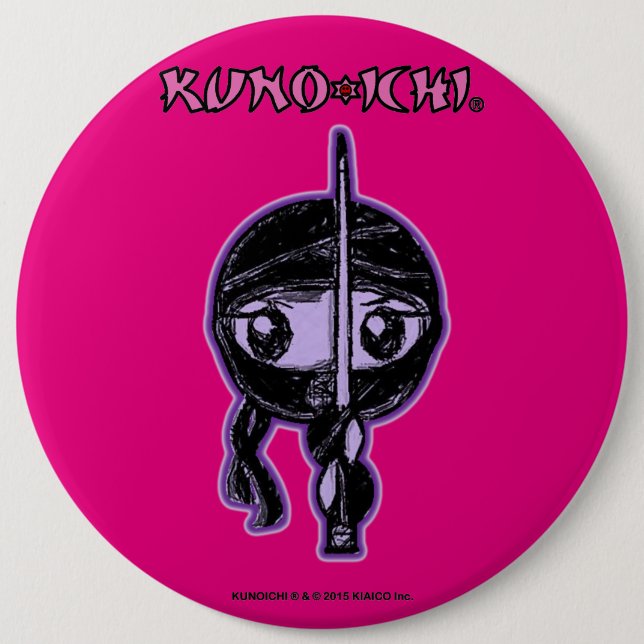 Badge Rond 15,2 Cm Bouton rosâtre de KUNOICHI (Devant)