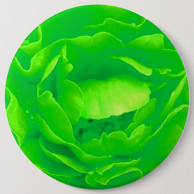Badge Rond 15,2 Cm Bouton Rose vert - Personnalisable (Devant)