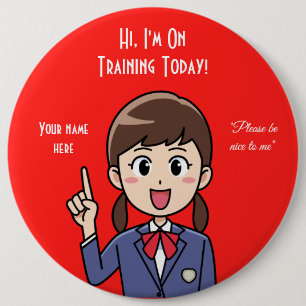 Badge Rond 15,2 Cm Bouton rouge employé du stagiaire