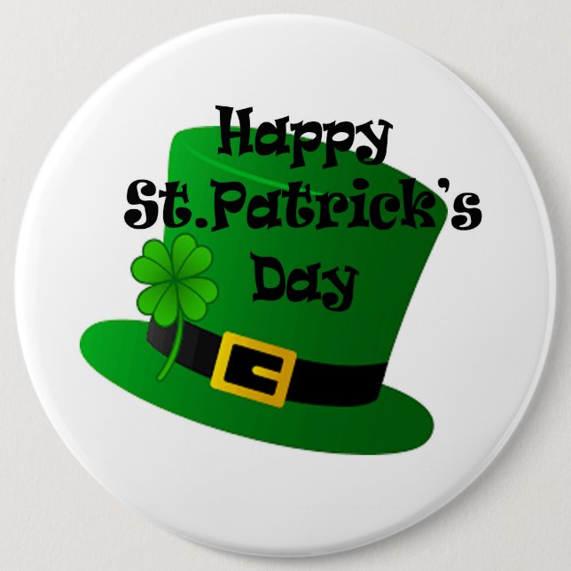 Badge Rond 15,2 Cm Bouton Saint Patrick (Devant)