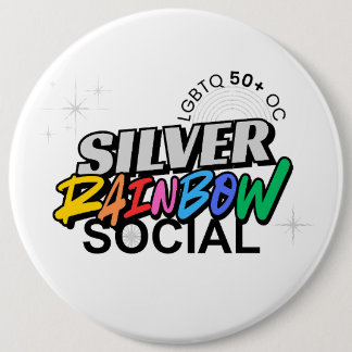 Badge Rond 15,2 Cm Bouton social Silver Rainbow