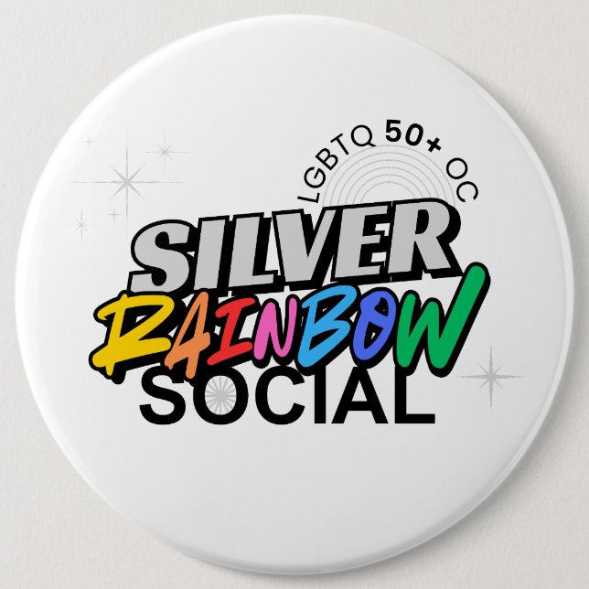 Badge Rond 15,2 Cm Bouton social Silver Rainbow (Devant)