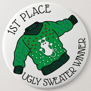 Badge Rond 15,2 Cm Bouton vainqueur de Noël moche 1ère place
