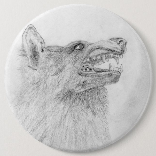 Badge Rond 15,2 Cm Bouton Wolf (Devant)