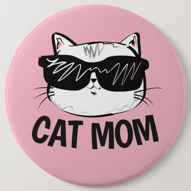Badge Rond 15,2 Cm Boutons CAT MOM (Devant)