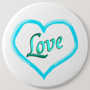 Badge Rond 15,2 Cm Boutons d'amour du mot coeur bleu
