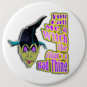 Badge Rond 15,2 Cm Boutons, goupilles - sorcière de Halloween