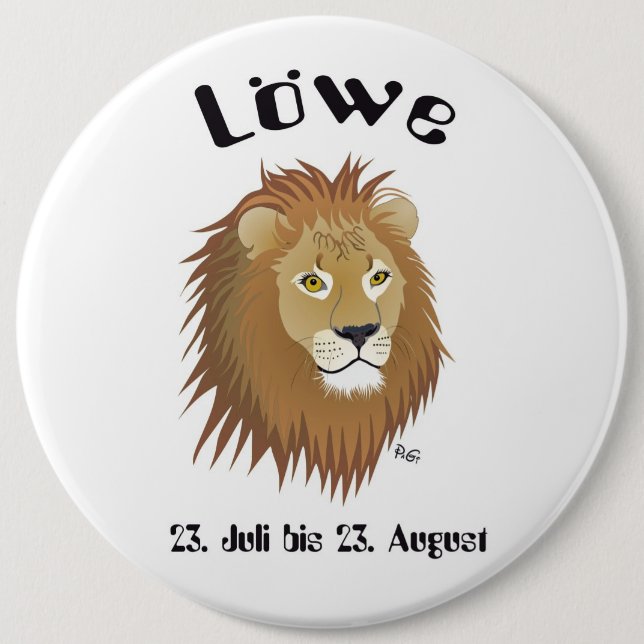 Badge Rond 15,2 Cm Boutons Löwe Tierkreiszeichen (Devant)