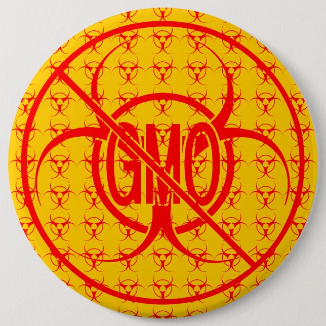 Badge Rond 15,2 Cm Boutons OGM Avertissement Biodanger Boutons OGM Pi (Devant)