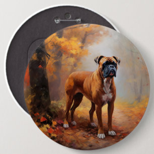 Badge Rond 15,2 Cm Boxer en automne Feuilles automne Inspire