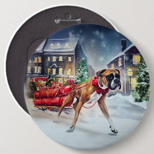 Badge Rond 15,2 Cm Boxeur Saison des Fêtes de Noël