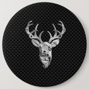 Badge Rond 15,2 Cm Buck d'argent sur la décoration de fibre de carbon