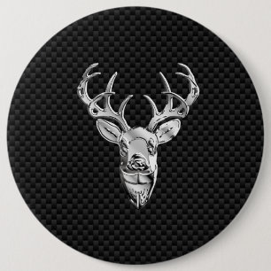 Badge Rond 15,2 Cm Buck d'argent sur la décoration de fibre de carbon