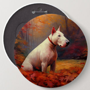 Badge Rond 15,2 Cm Bull Terrier à l'automne Leaves automne Inspire