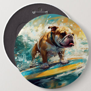 Badge Rond 15,2 Cm Bulldog Beach Surf Peinture