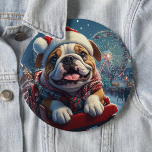 Badge Rond 15,2 Cm Bulldog Roller Dessous de verre Noël