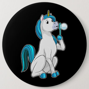 Badge Rond 15,2 Cm Bulles de savon Unicorne