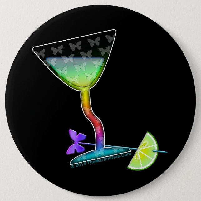 BADGE ROND 15,2 CM BUTTONS - BUTTERFLY MARTINI (Devant)