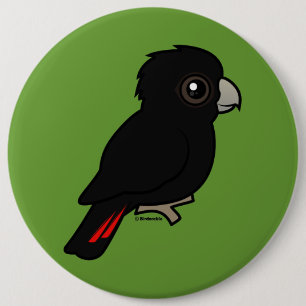 Badge Rond 15,2 Cm cacatoès noir Rouge-coupé la queue
