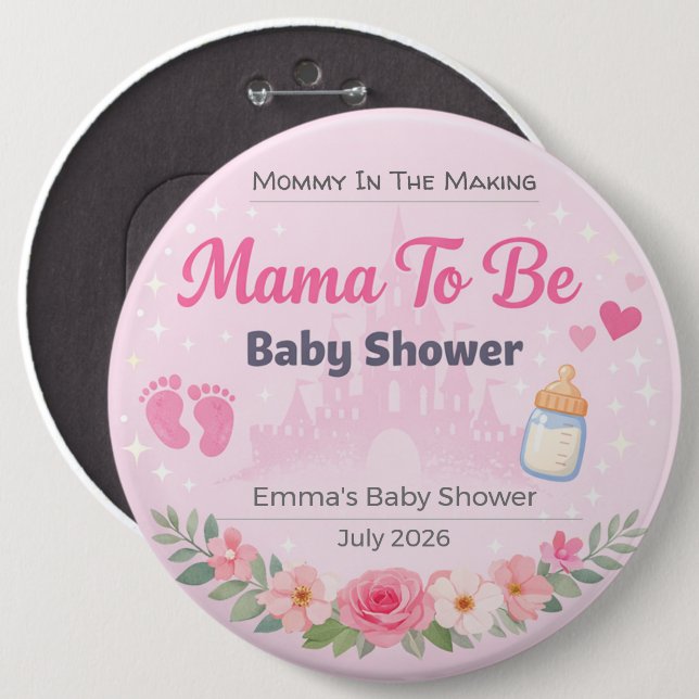 Badge Rond 15,2 Cm Cadeau de Baby Shower | Maman en devenir | Cadeau  (Devant & derrière)