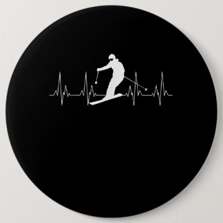 Badge Rond 15,2 Cm Cadeau De Ski De Heartbeat Pour Les Skieurs