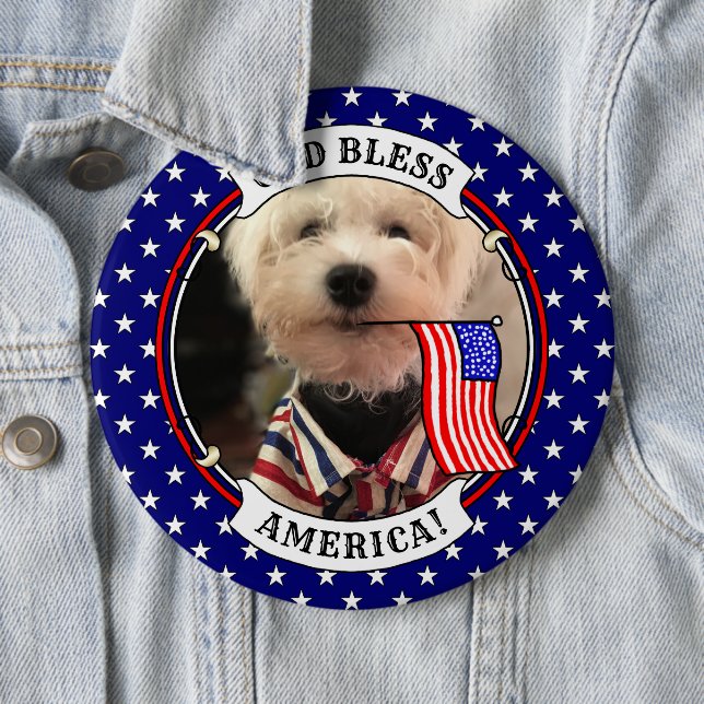 Badge Rond 15,2 Cm Cadre photo personnalisé USA American Flag Patriot (En situation)