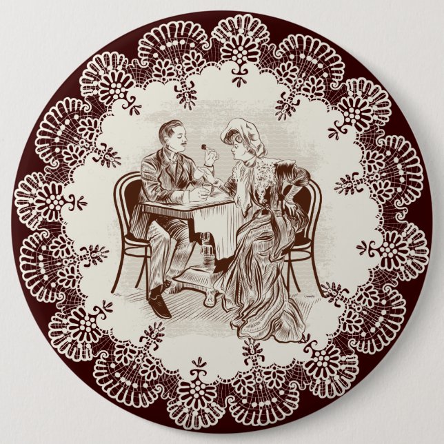 Badge Rond 15,2 Cm café et amour (Devant)