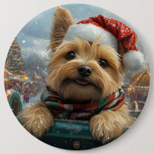 Badge Rond 15,2 Cm Cairn Terrier Chien Montagnes Russes Noël
