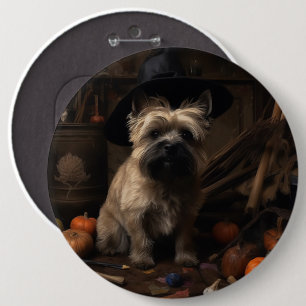 Badge Rond 15,2 Cm Cairn Terrier Citrouilles Halloween effroi