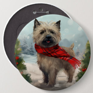 Badge Rond 15,2 Cm Cairn Terrier Dog dans Noël de neige