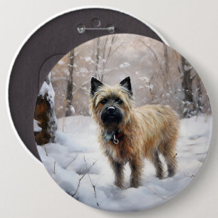 Badge Rond 15,2 Cm Cairn Terrier Qu'Il Neige Noël