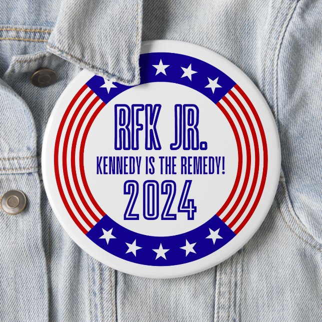 Badge Rond 15,2 Cm Campagne RFK Jr "Kennedy est le remède" 2024 (En situation)