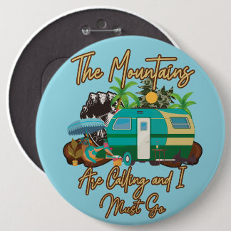 Badge Rond 15,2 Cm Camping, Montagnes, Aventure, Mur