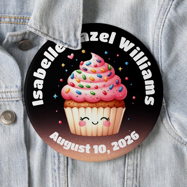 Badge Rond 15,2 Cm Candy Cupcake Cute L'il arrose le Baby shower (En situation)