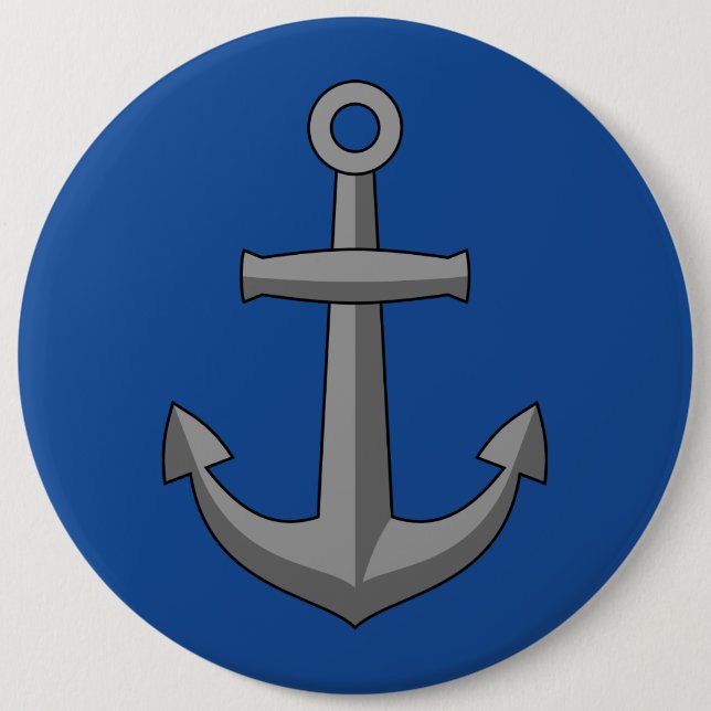 Badge Rond 15,2 Cm Caricature Ancre de bateau (Devant)