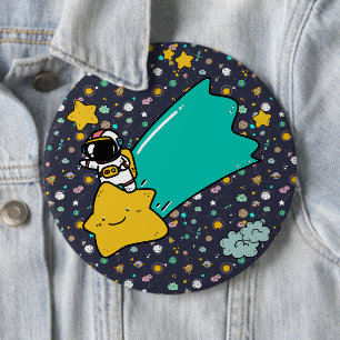 Badge Rond 15,2 Cm Caricature spatiale astronaute
