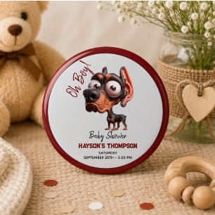 Badge Rond 15,2 Cm Caricatures de chien mignons Baby Shower pour garç