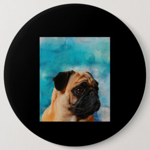 Badge Rond 15,2 Cm Carlin Portrait Joli Carlin Face Carlin Lover