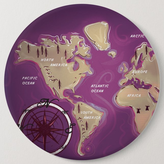 Badge Rond 15,2 Cm Carte du monde (Devant)