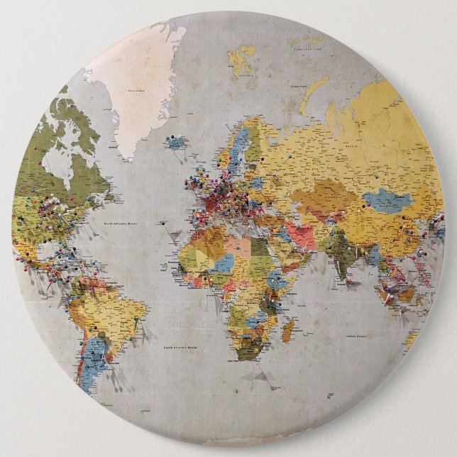 Badge Rond 15,2 Cm carte mondiale (Devant)