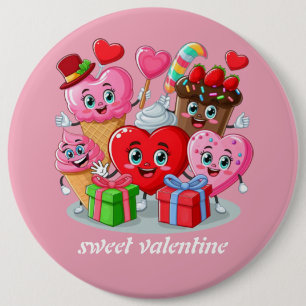Badge Rond 15,2 Cm Cartoon Heart & Sweet amis valentine's day