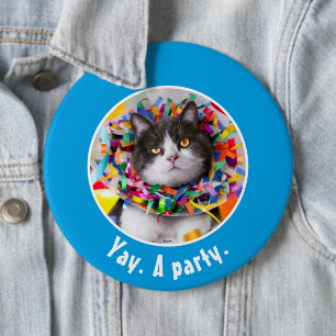 Badge Rond 15,2 Cm Cat In Party Cone