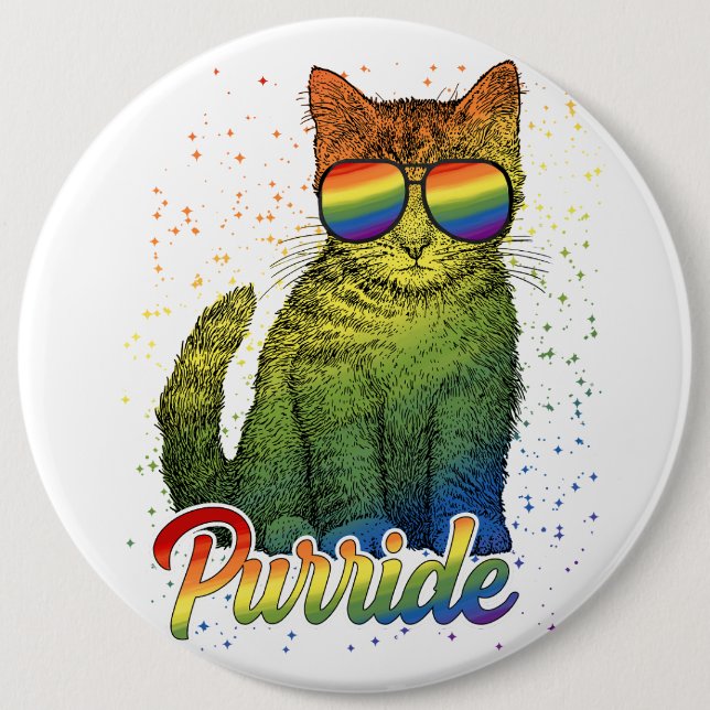 Badge Rond 15,2 Cm Cat Purride LGBT (Devant)