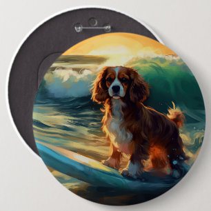 Badge Rond 15,2 Cm Cavalier King Beach Surf Peinture