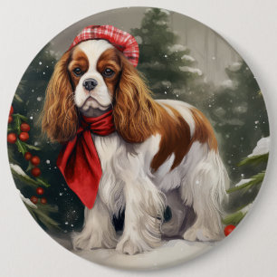 Badge Rond 15,2 Cm Cavalier King Charles Spaniel Chien Noël