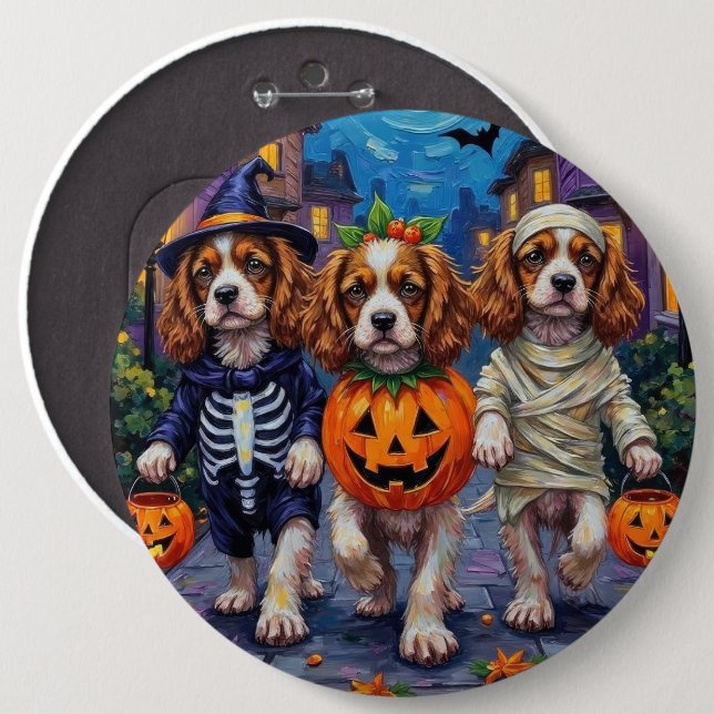 Badge Rond 15,2 Cm Cavalier King Charles Spaniel Costumes d'Halloween (Devant & derrière)