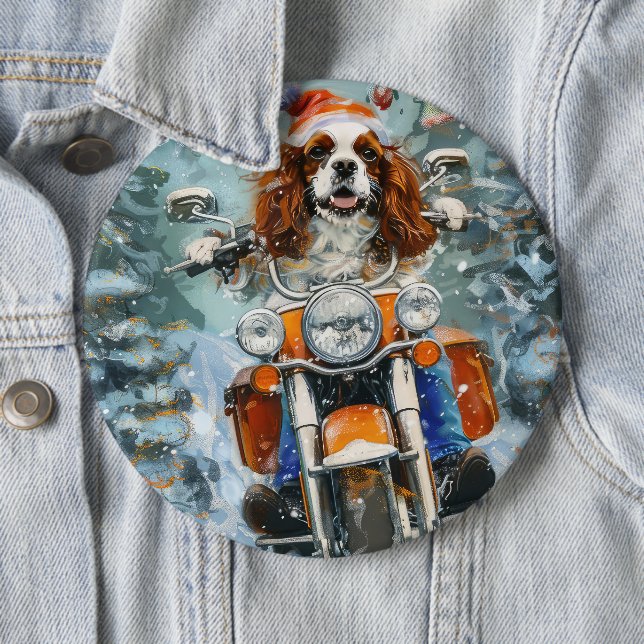Badge Rond 15,2 Cm Cavalier King Charles Spaniel Noël (En situation)