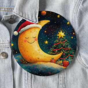 Badge Rond 15,2 Cm Célébration drôle de la Lune de Noël de la Galaxie